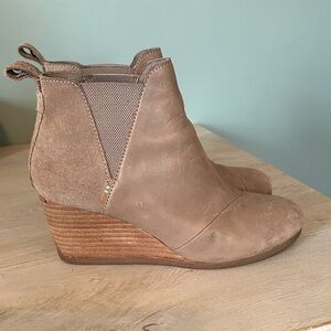Toms Tan Wedge Ankle Boots